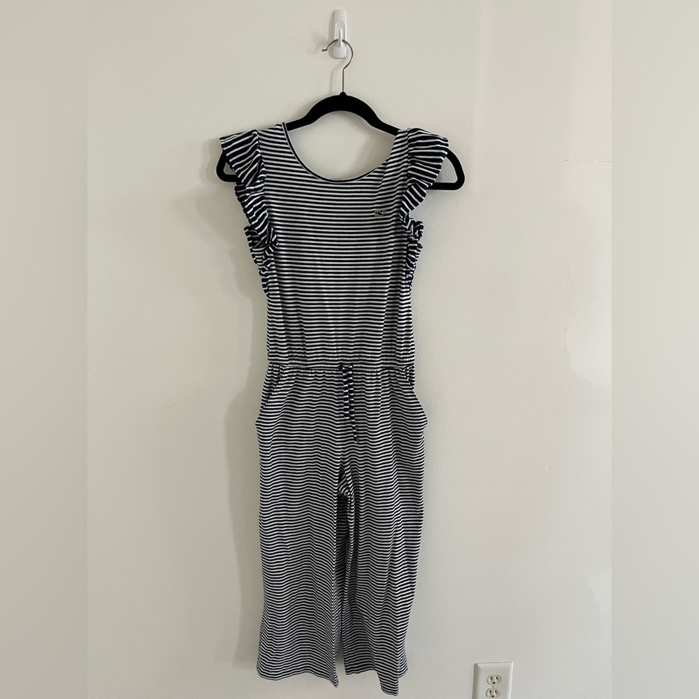 Vineyard Vines dark blue and white striped jumpsuit